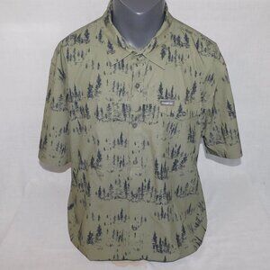 Wrangler Vented Green Short sleeve Trees Forrest Button Front Shirt Mens 2XL